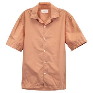 Mr. P Camp Collar Garment-Dyed Shirt in Coral Cotton